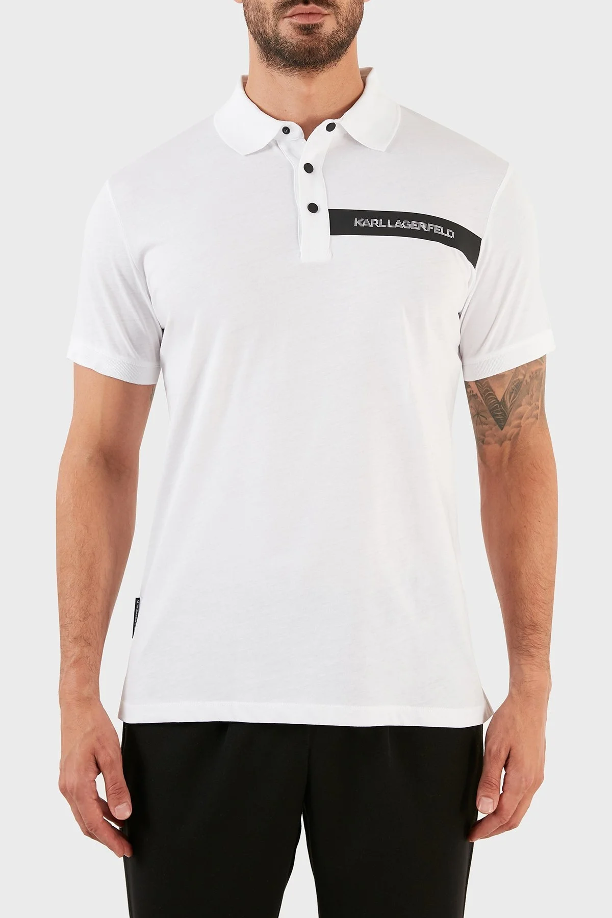Karl Lagerfeld Pamuklu Regular Fit Düğmeli Erkek Polo T Shirt 745024 0 521224 10 BEYAZ - 1