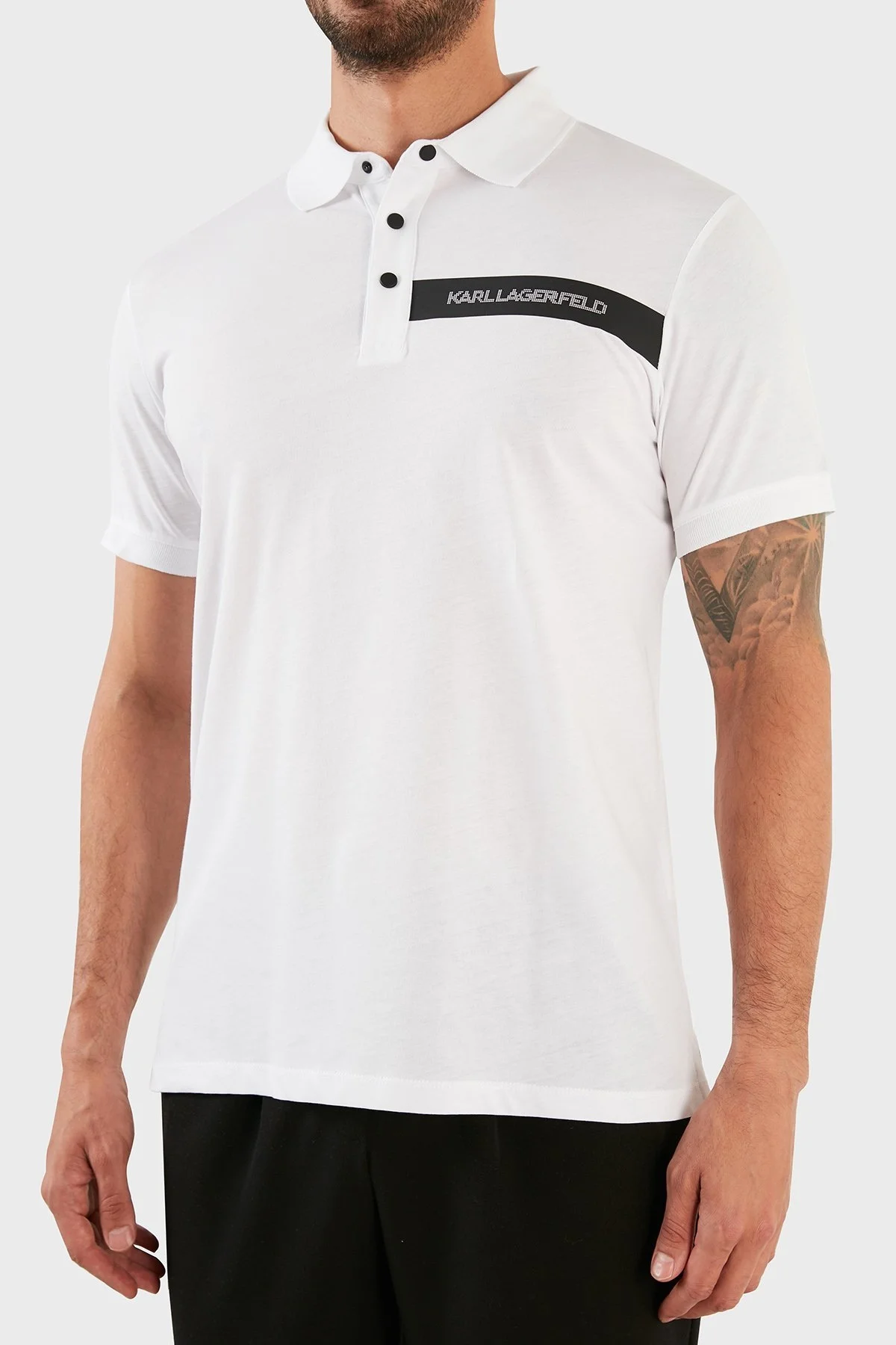 Karl Lagerfeld Pamuklu Regular Fit Düğmeli Erkek Polo T Shirt 745024 0 521224 10 BEYAZ - 4