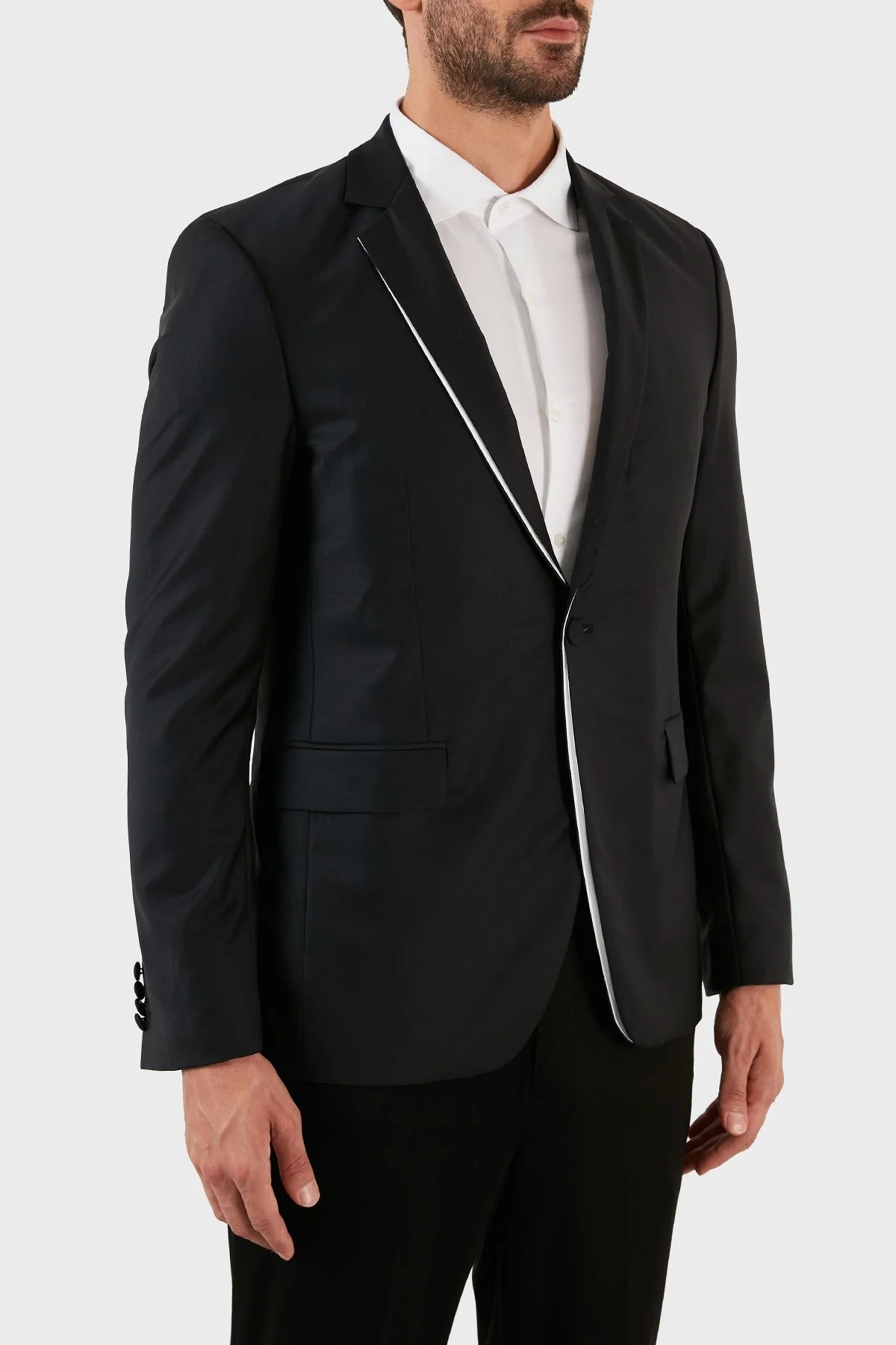 Karl Lagerfeld Yün Karışımlı Regular Fit Tek Düğmeli Çift Yırtmaçlı Erkek Ceket 155261 10 521096 990 SİYAH - 7