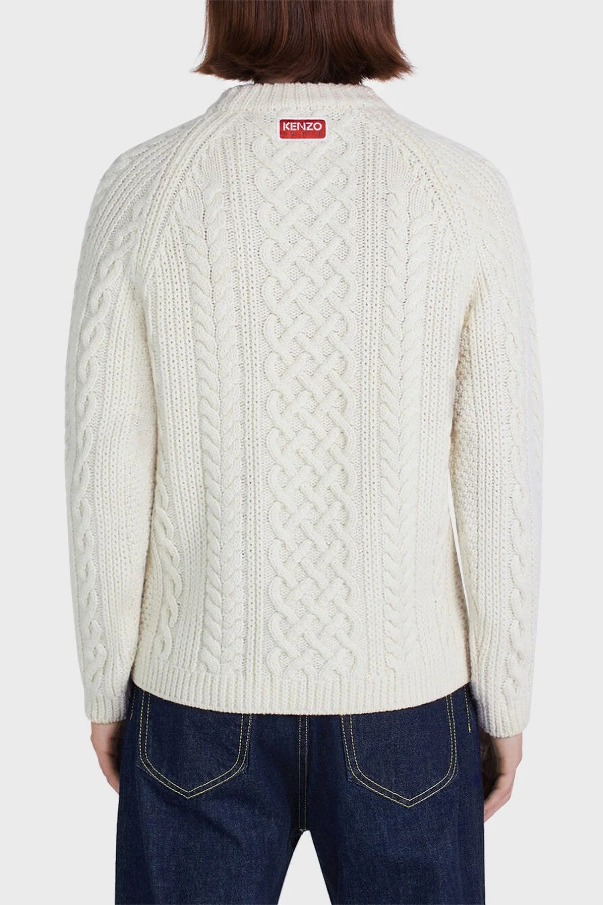 Kenzo % 100 Yün Desenli Sıfır Yaka Örgü Erkek Kazak FC65PU3063AB02 EKRU - 2