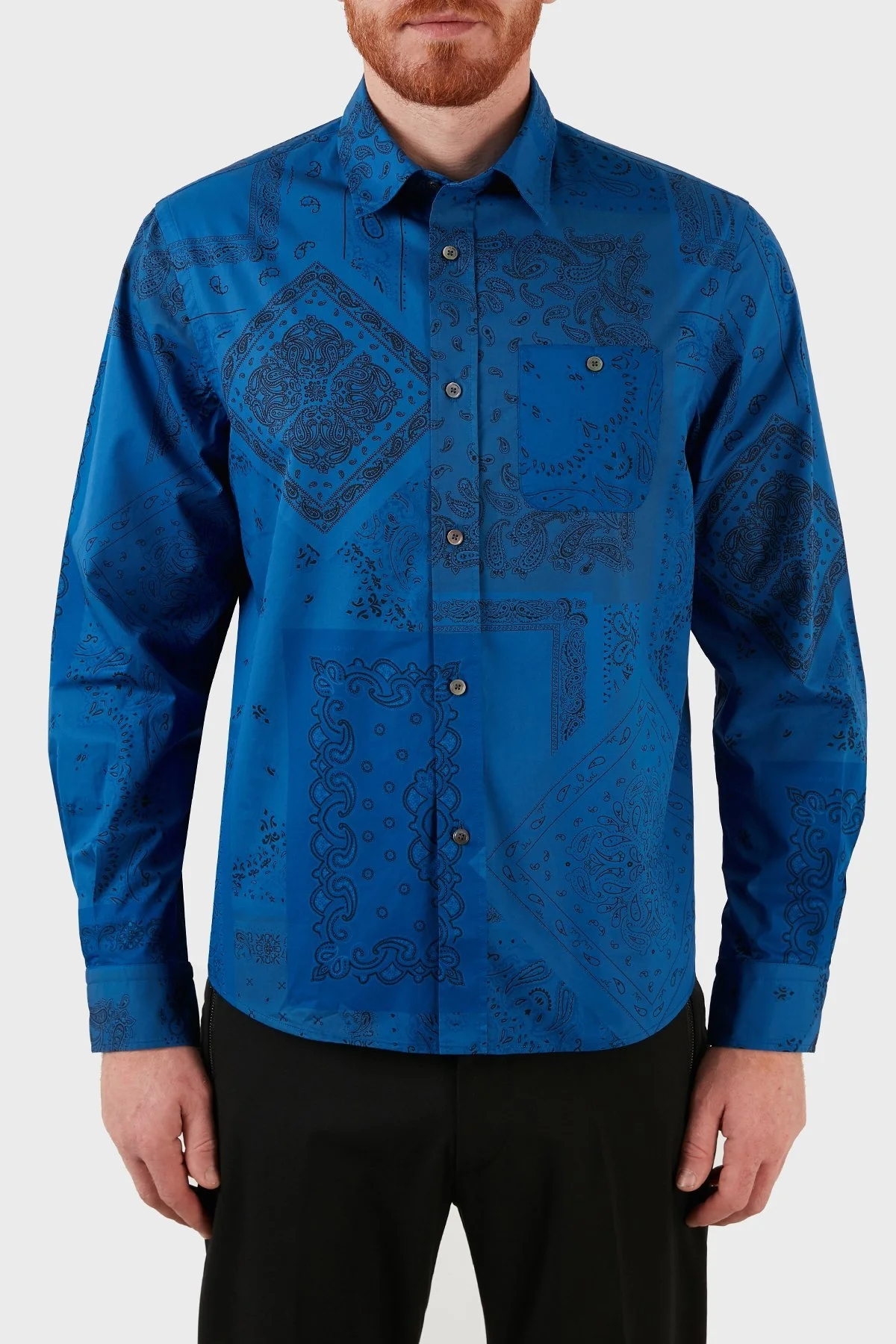 Kenzo Desenli Cepli % 100 Pamuk Uzun Kollu Erkek Gömlek FC5 5CH401 9P5 71 SAKS - 1