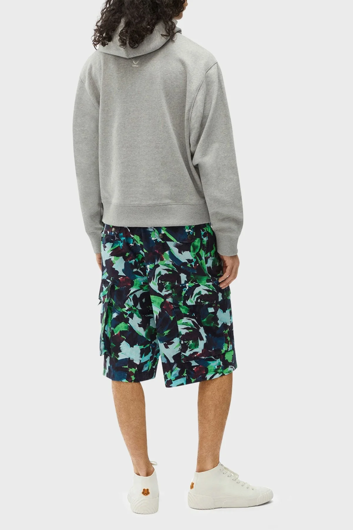 Kenzo Baskılı Kapüşonlu Kanguru Cepli Pamuklu Erkek Sweat FB6 5SW305 4MO 94 GRİ - 2