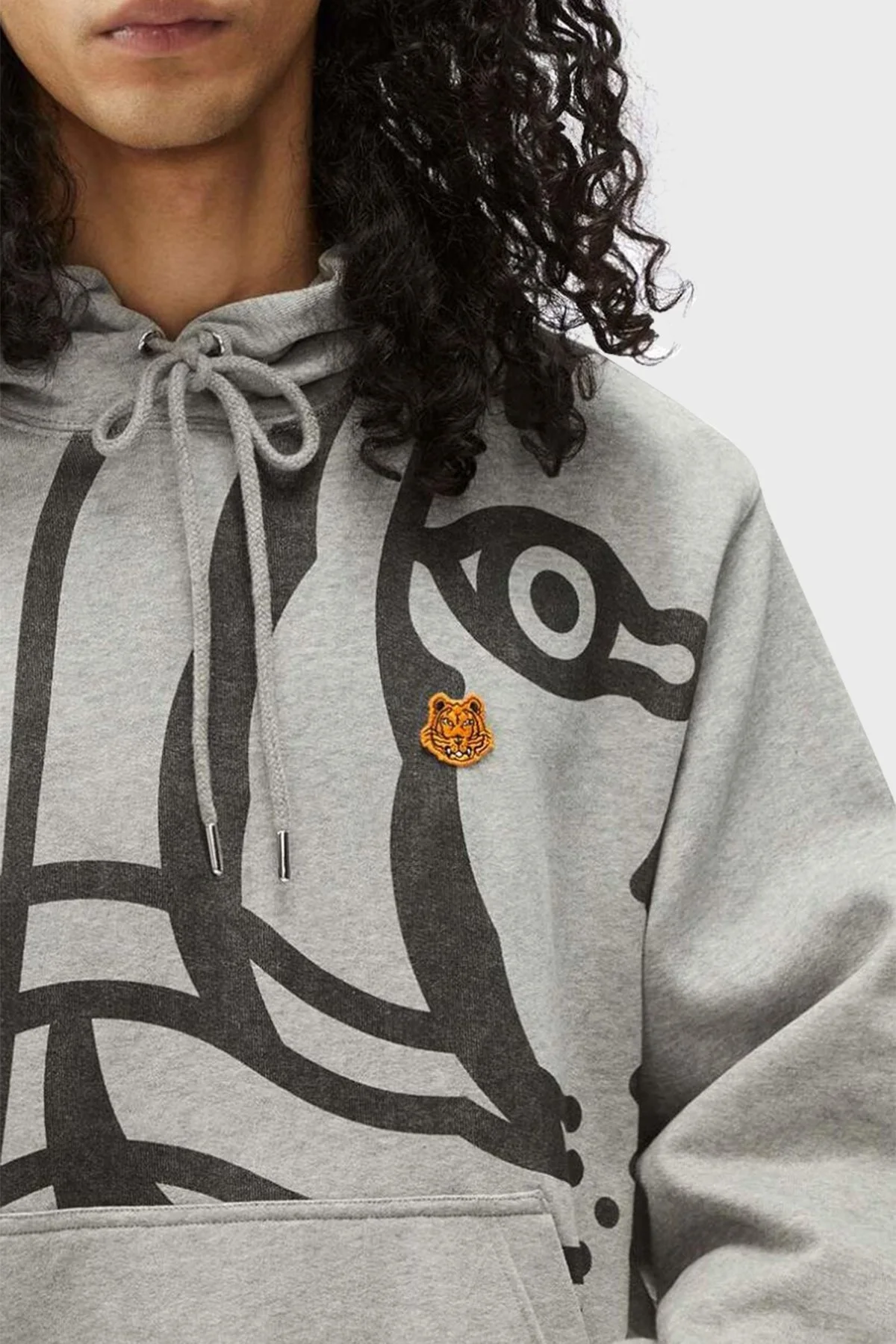 Kenzo Baskılı Kapüşonlu Kanguru Cepli Pamuklu Erkek Sweat FB6 5SW305 4MO 94 GRİ - 3