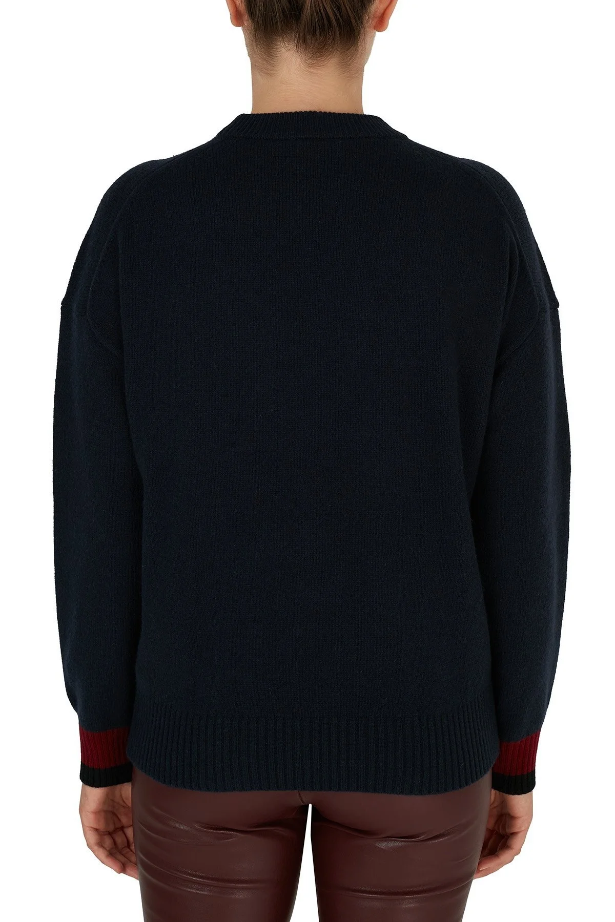 Kenzo Logo Baskılı Bisiklet Yaka Bayan Kazak FA6 2PU535 3LD 76 LACİVERT - 2