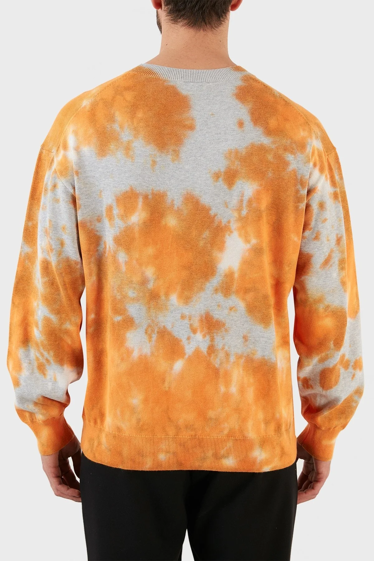 Kenzo Pamuklu Baskılı Bisiklet Yaka Erkek Kazak FC5 5PU689 3TE 16 GRİ-TURUNCU - 6