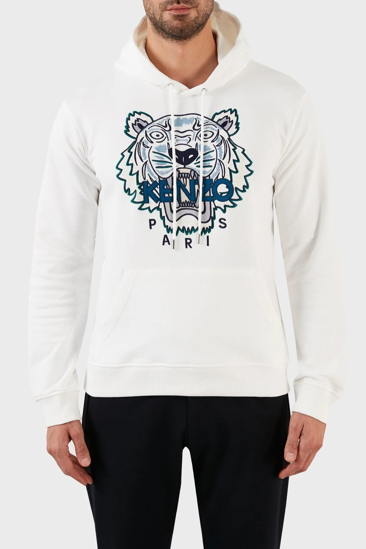 Kenzo Pamuklu Regular Fit Kanguru Cepli Kapüşonlu Erkek Sweat FC65SW3334XL01B BEYAZ - 1