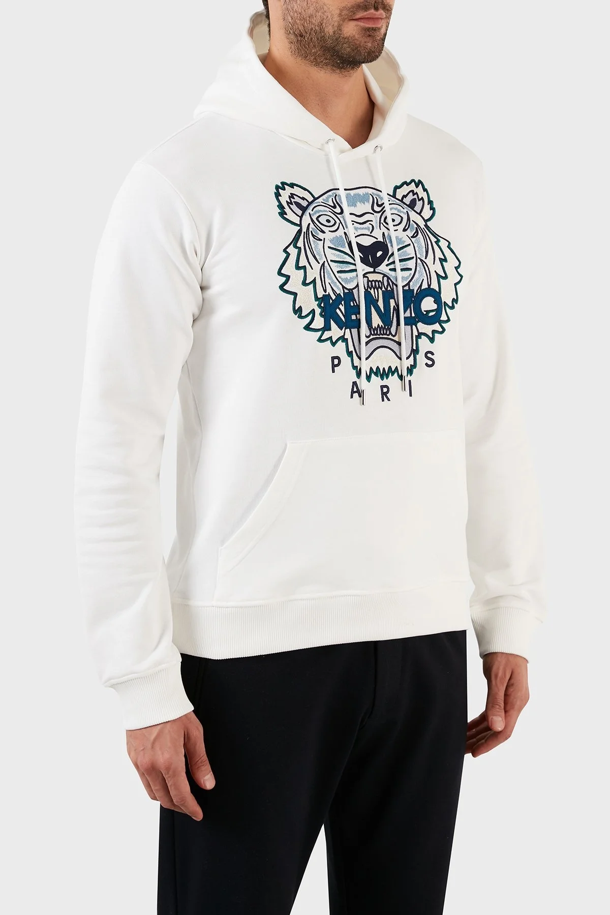 Kenzo Pamuklu Regular Fit Kanguru Cepli Kapüşonlu Erkek Sweat FC65SW3334XL01B BEYAZ - 3