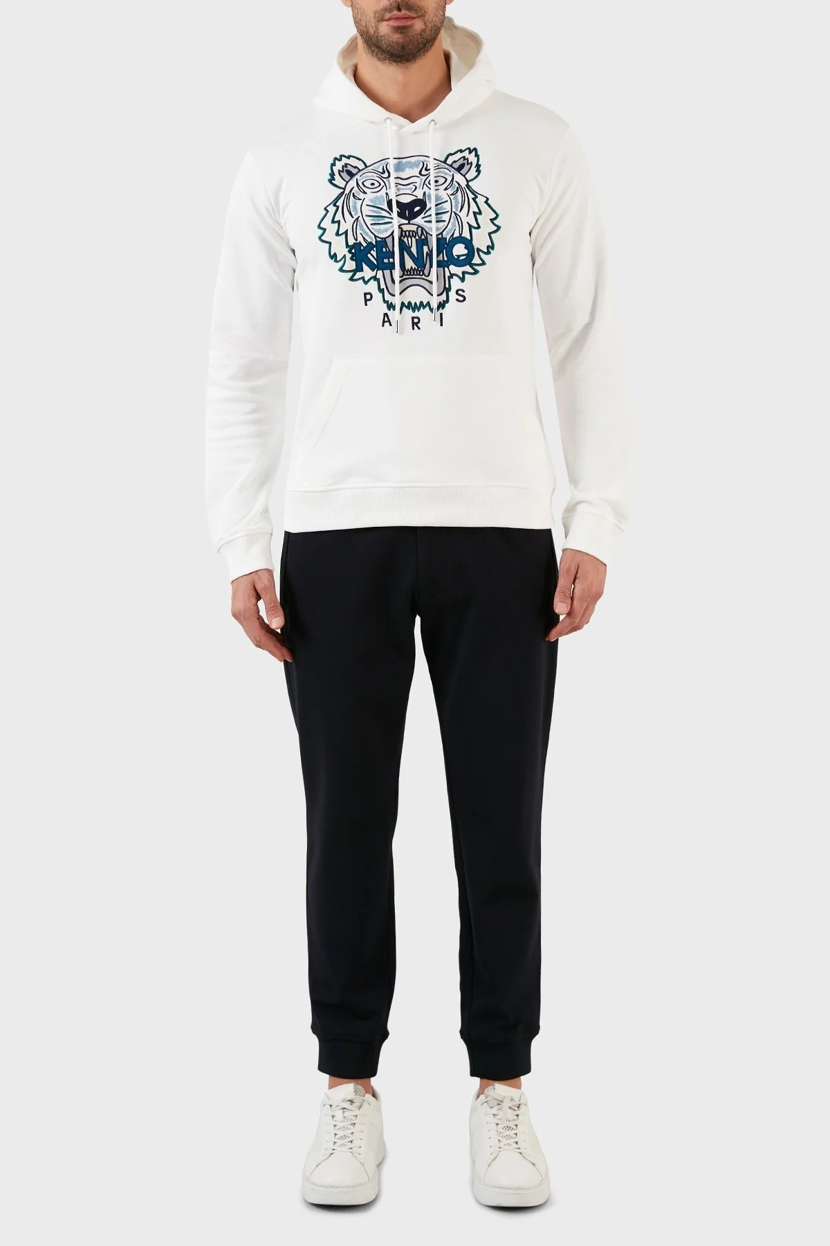 Kenzo Pamuklu Regular Fit Kanguru Cepli Kapüşonlu Erkek Sweat FC65SW3334XL01B BEYAZ - 4