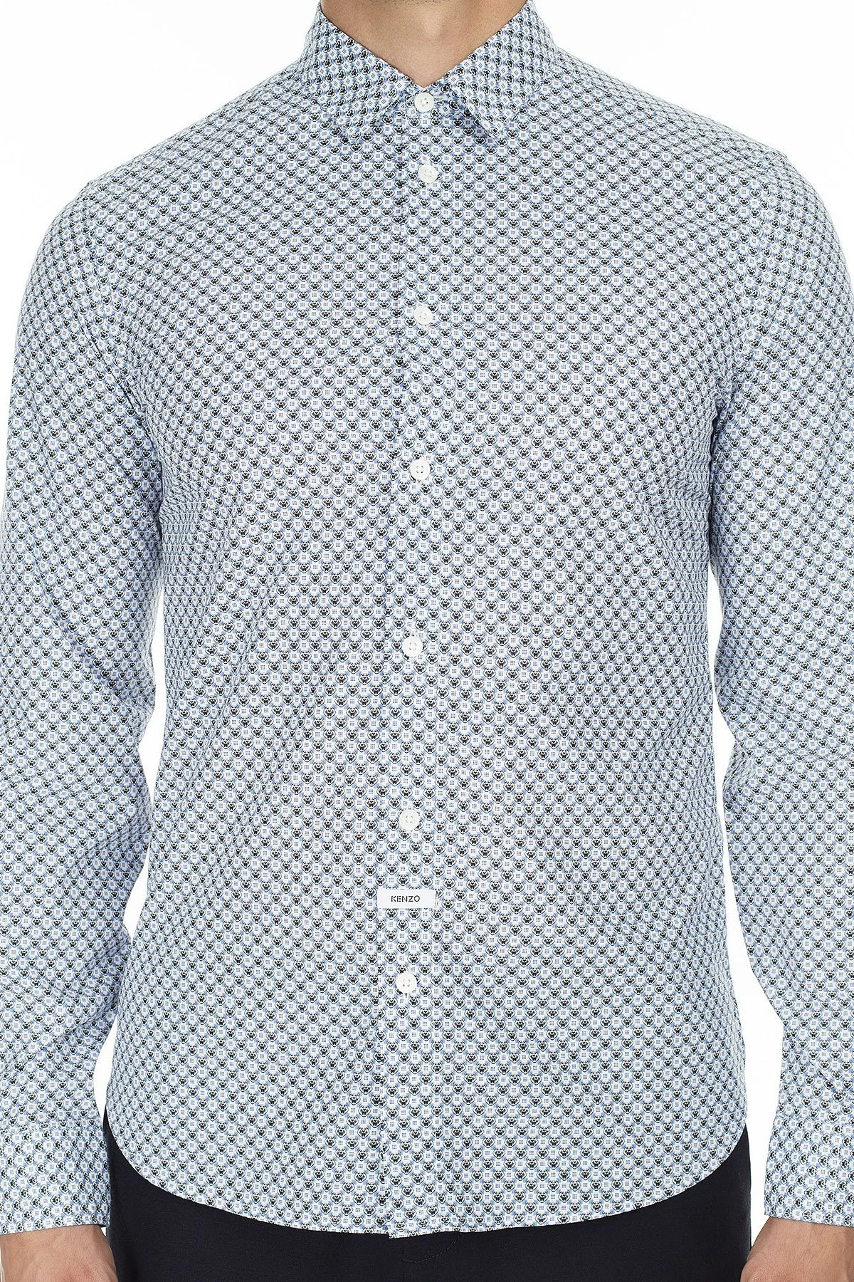 Kenzo Slim Fit Erkek Gömlek FA5 5CH200 1KJ 01 BEYAZ-MAVİ - 6