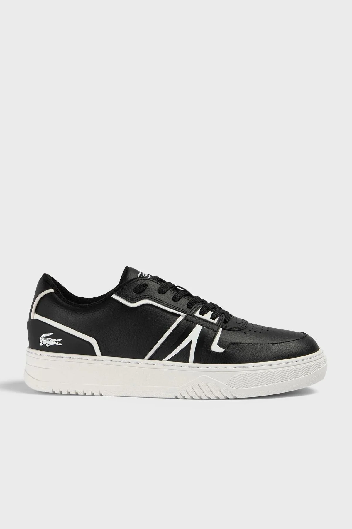 Lacoste % 100 Deri Logolu Çizgili Tasarım Günlük Sneaker Erkek Ayakkabı 745SMA0126T 312 SİYAH-BEYAZ - 1
