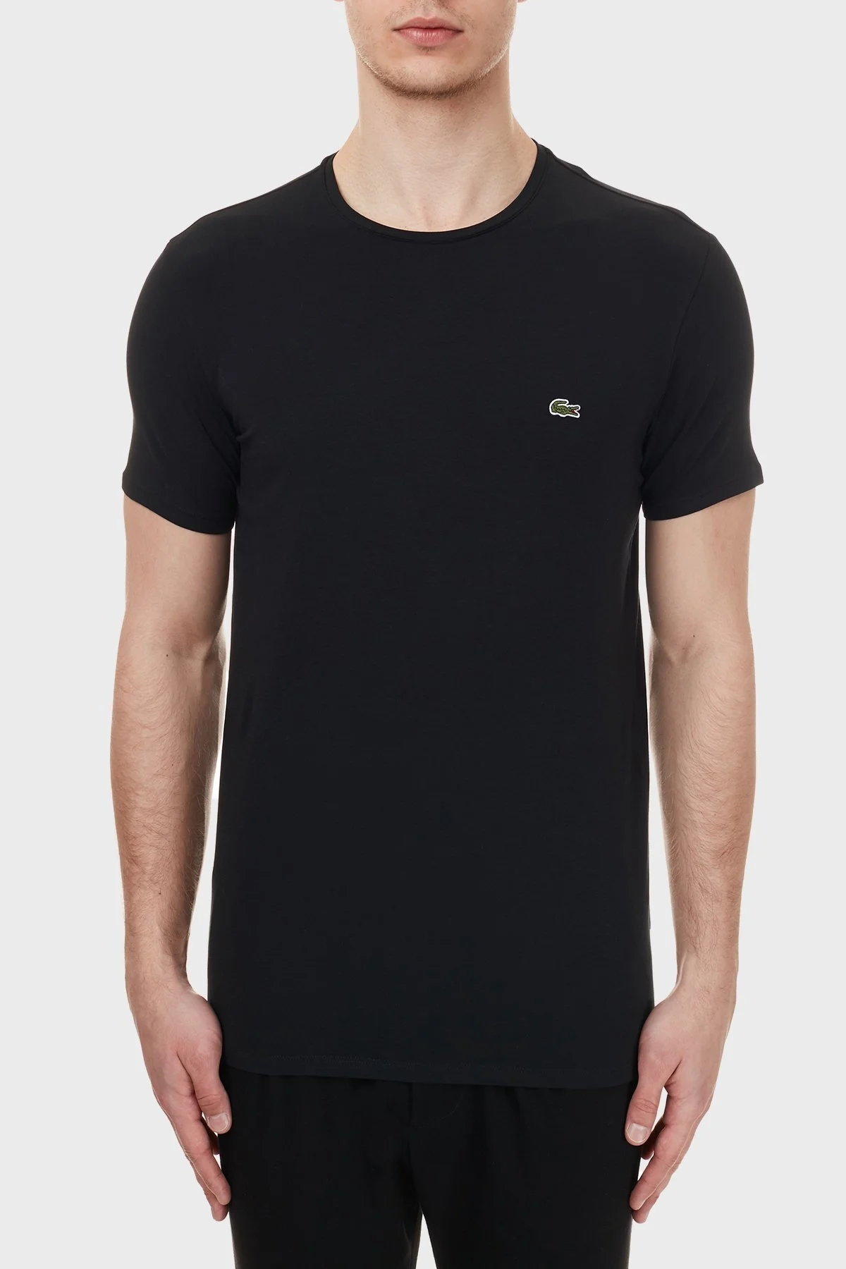 Lacoste Pamuklu Slim Fit Bisiklet Yaka Erkek T Shirt TH0998 031 SİYAH - 1