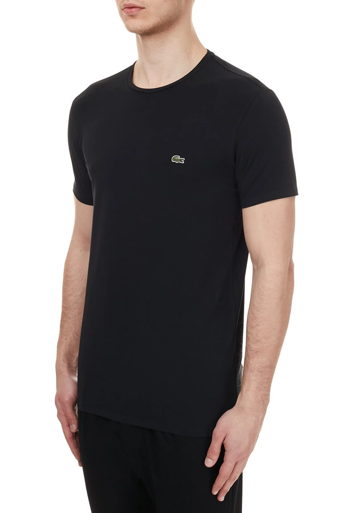 Lacoste Pamuklu Slim Fit Bisiklet Yaka Erkek T Shirt TH0998 031 SİYAH - 3