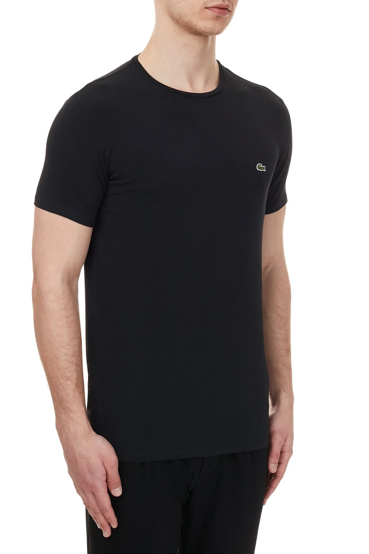 Lacoste Pamuklu Slim Fit Bisiklet Yaka Erkek T Shirt TH0998 031 SİYAH - 4