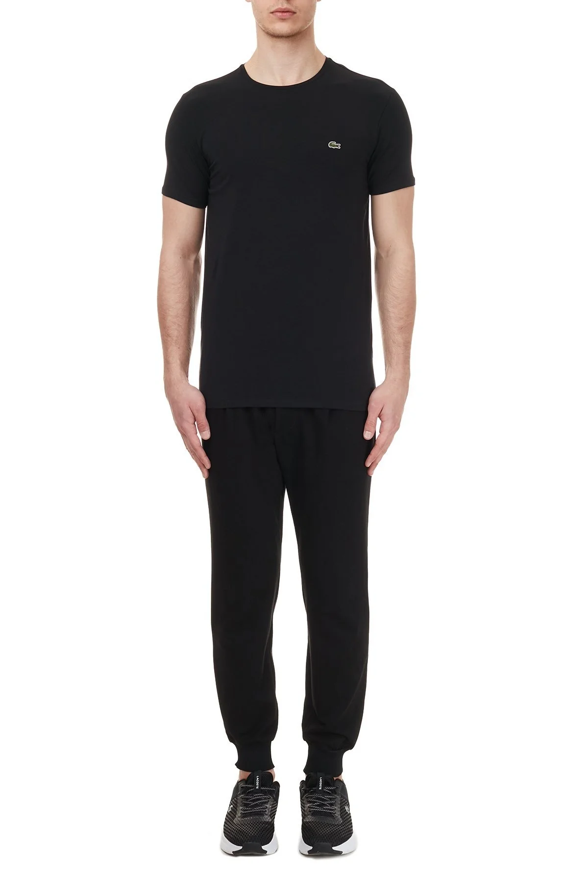 Lacoste Pamuklu Slim Fit Bisiklet Yaka Erkek T Shirt TH0998 031 SİYAH - 5