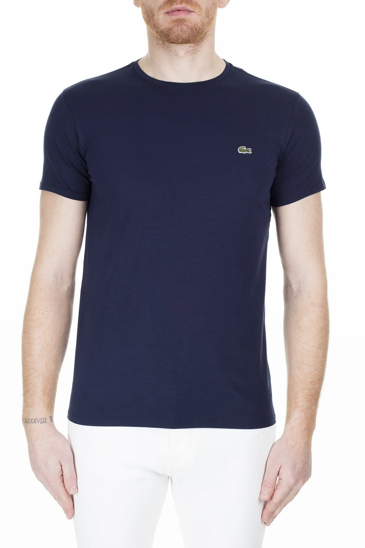 Lacoste Slim Fit Bisiklet Yaka % 100 Pamuk Erkek T Shirt TH0998 166 LACİVERT - 7