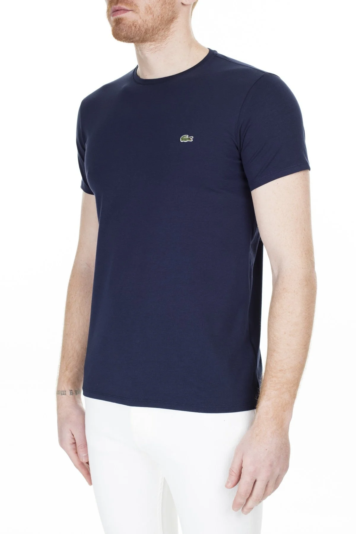 Lacoste Slim Fit Bisiklet Yaka % 100 Pamuk Erkek T Shirt TH0998 166 LACİVERT - 8