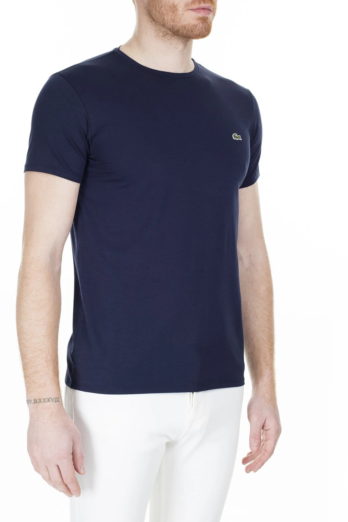 Lacoste Slim Fit Bisiklet Yaka % 100 Pamuk Erkek T Shirt TH0998 166 LACİVERT - 10