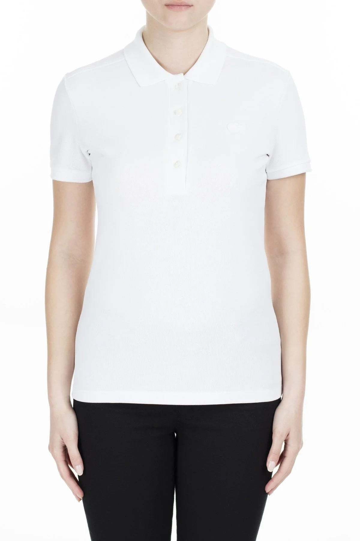 Lacoste Yaka T Shirt Bayan Polo PF5462 001 BEYAZ - 1