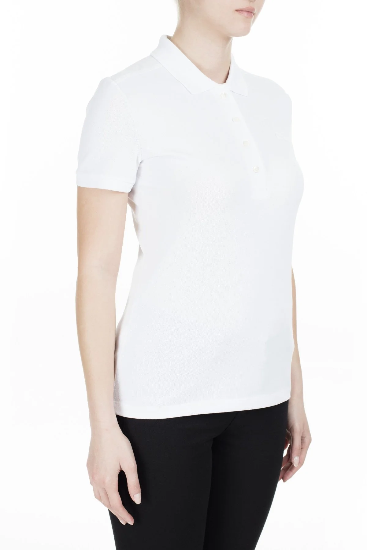 Lacoste Yaka T Shirt Bayan Polo PF5462 001 BEYAZ - 4