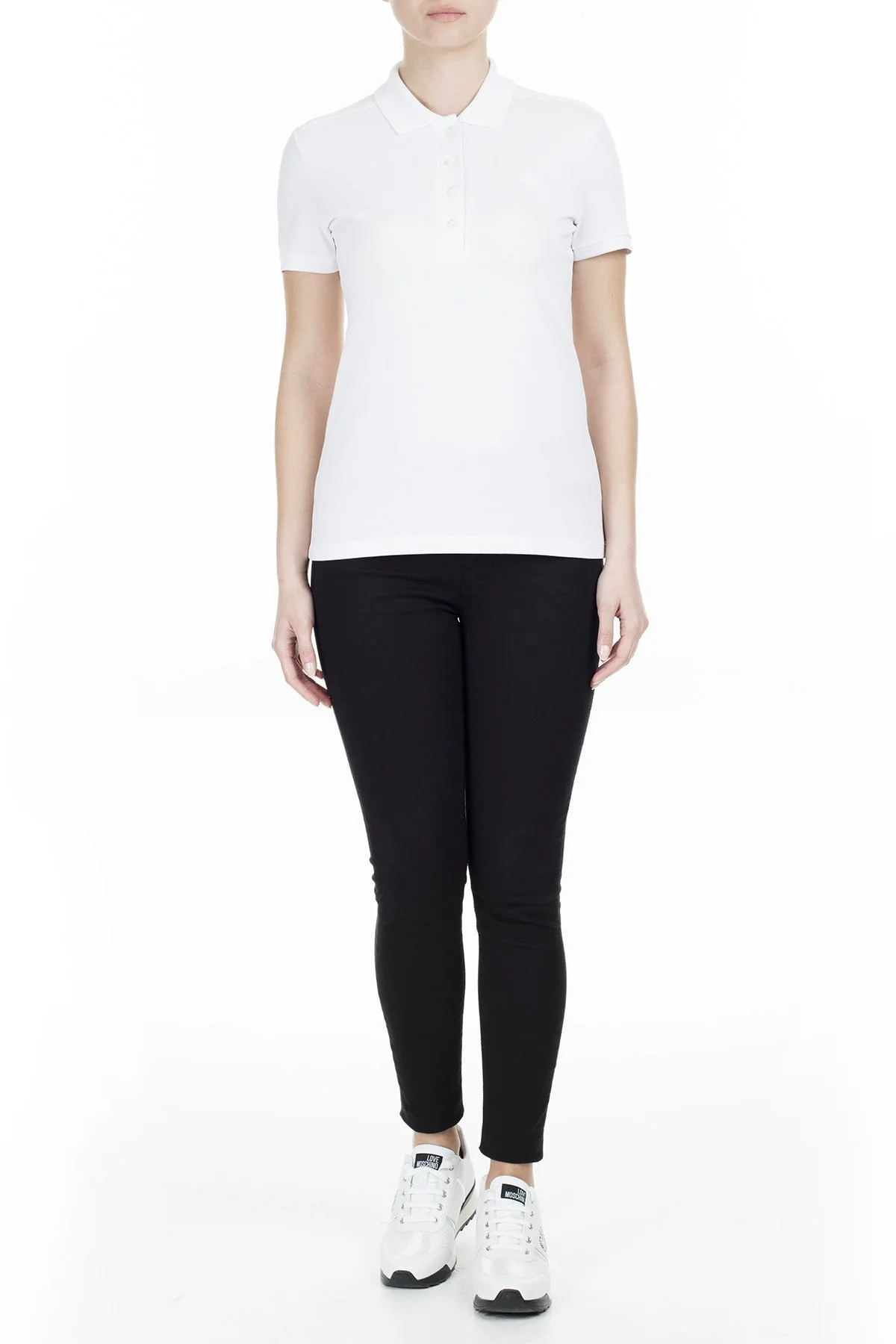 Lacoste Yaka T Shirt Bayan Polo PF5462 001 BEYAZ - 5