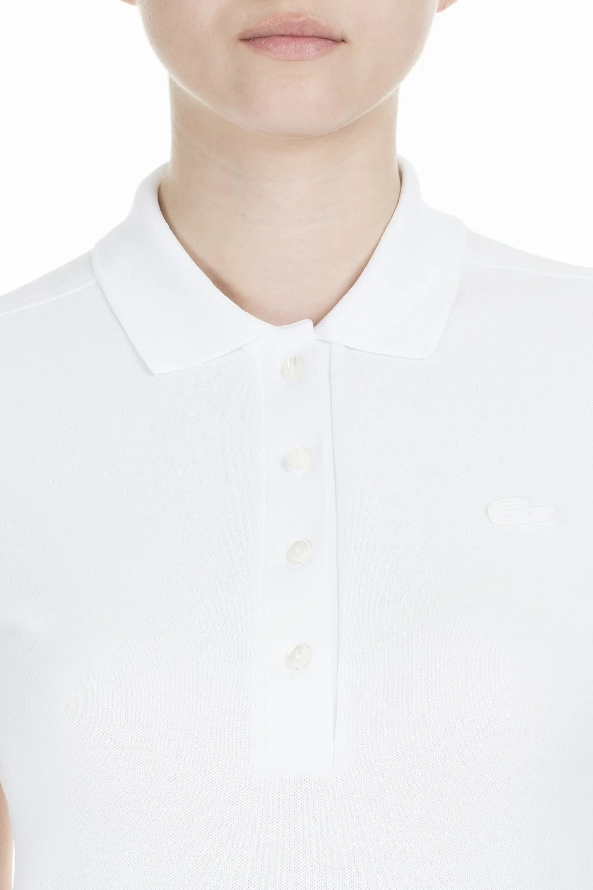 Lacoste Yaka T Shirt Bayan Polo PF5462 001 BEYAZ - 7