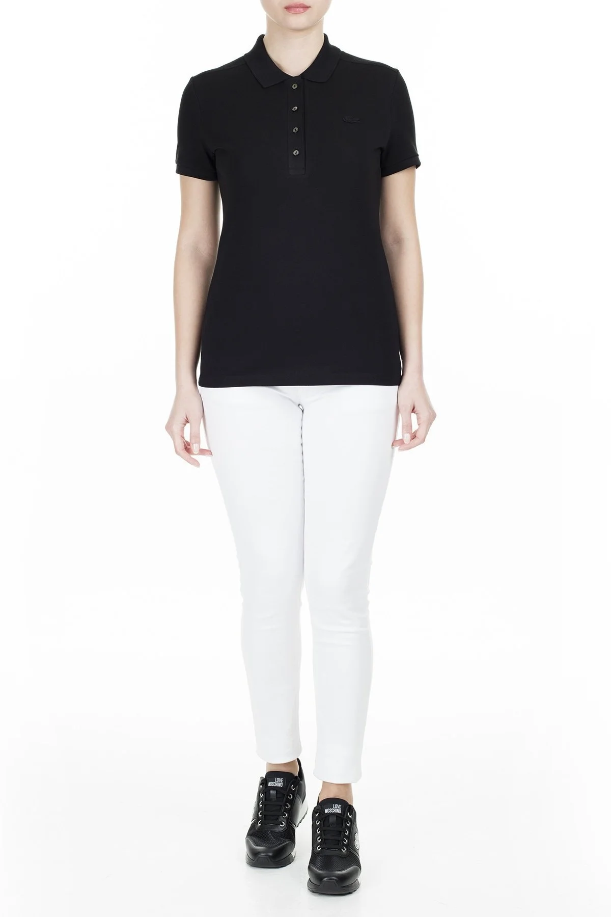 Lacoste Yaka T Shirt Bayan Polo PF5462 031 SİYAH - 5