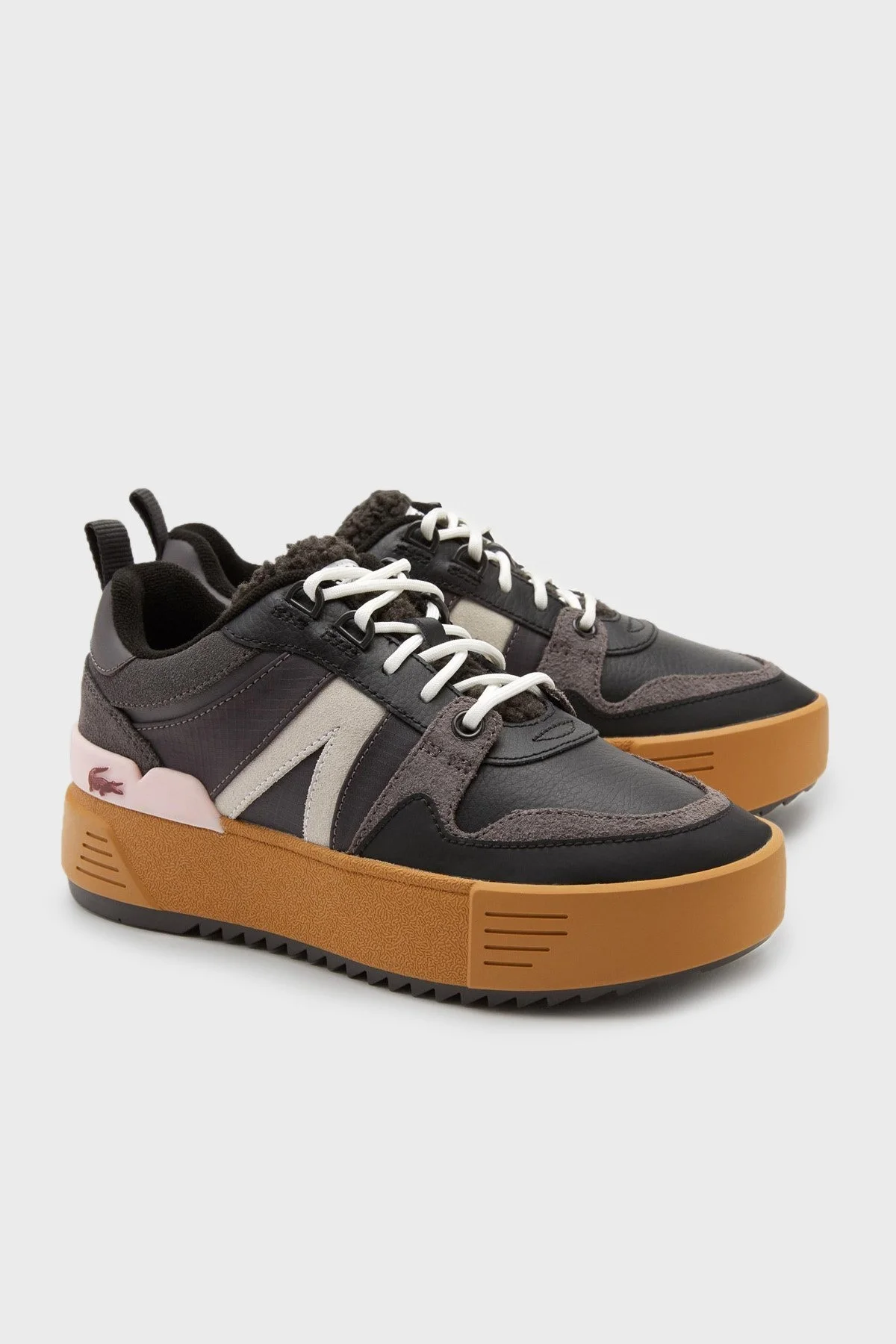 Lacoste Kalın Taban Deri Sneaker Bayan Ayakkabı 744SFA0022 1J1 SİYAH-PEMBE - 2