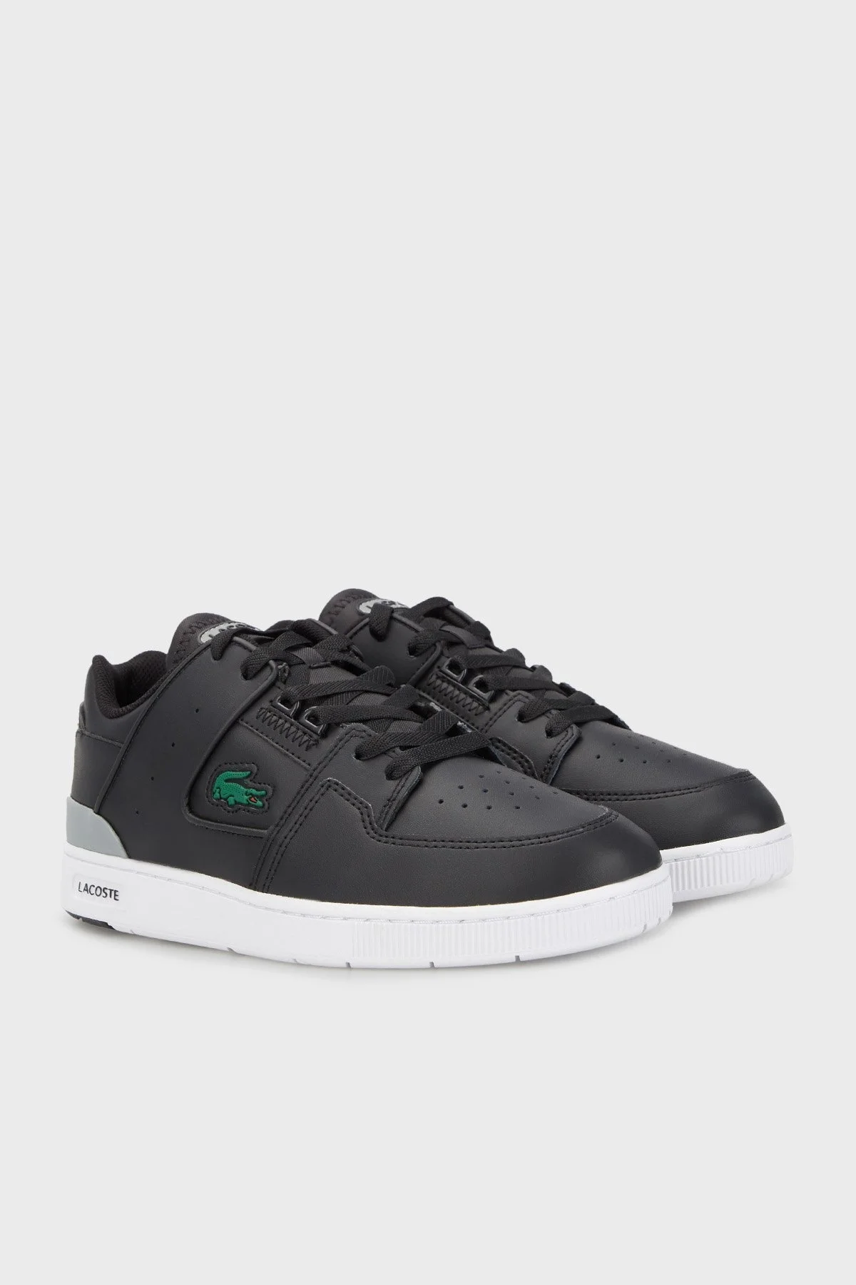 Lacoste Logolu Deri Court Sneaker Erkek Ayakkabı 741SMA0027 237 SİYAH-GRİ - 3