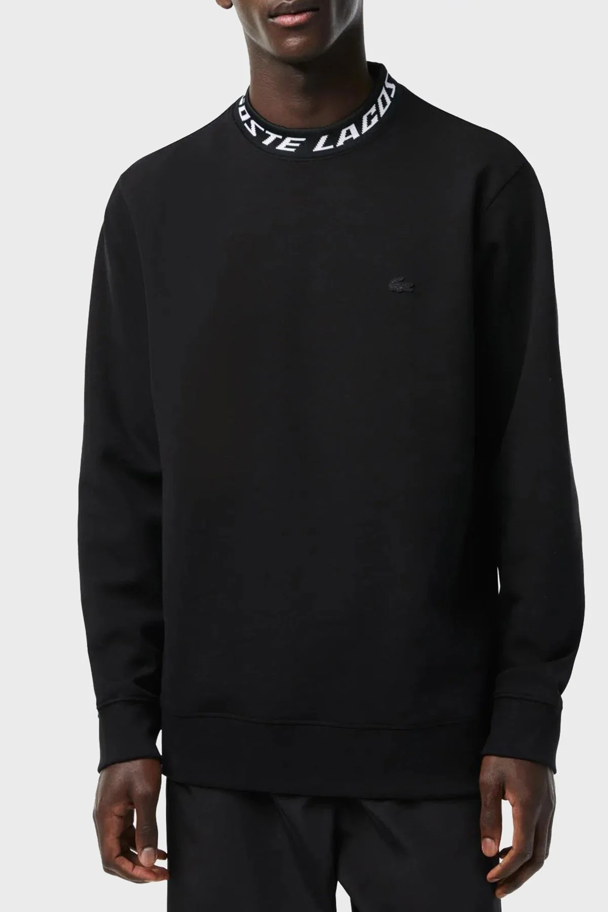 Lacoste Pamuklu Standart Fit Sıfır Yaka Erkek Sweat SH5690 031 SİYAH - 1