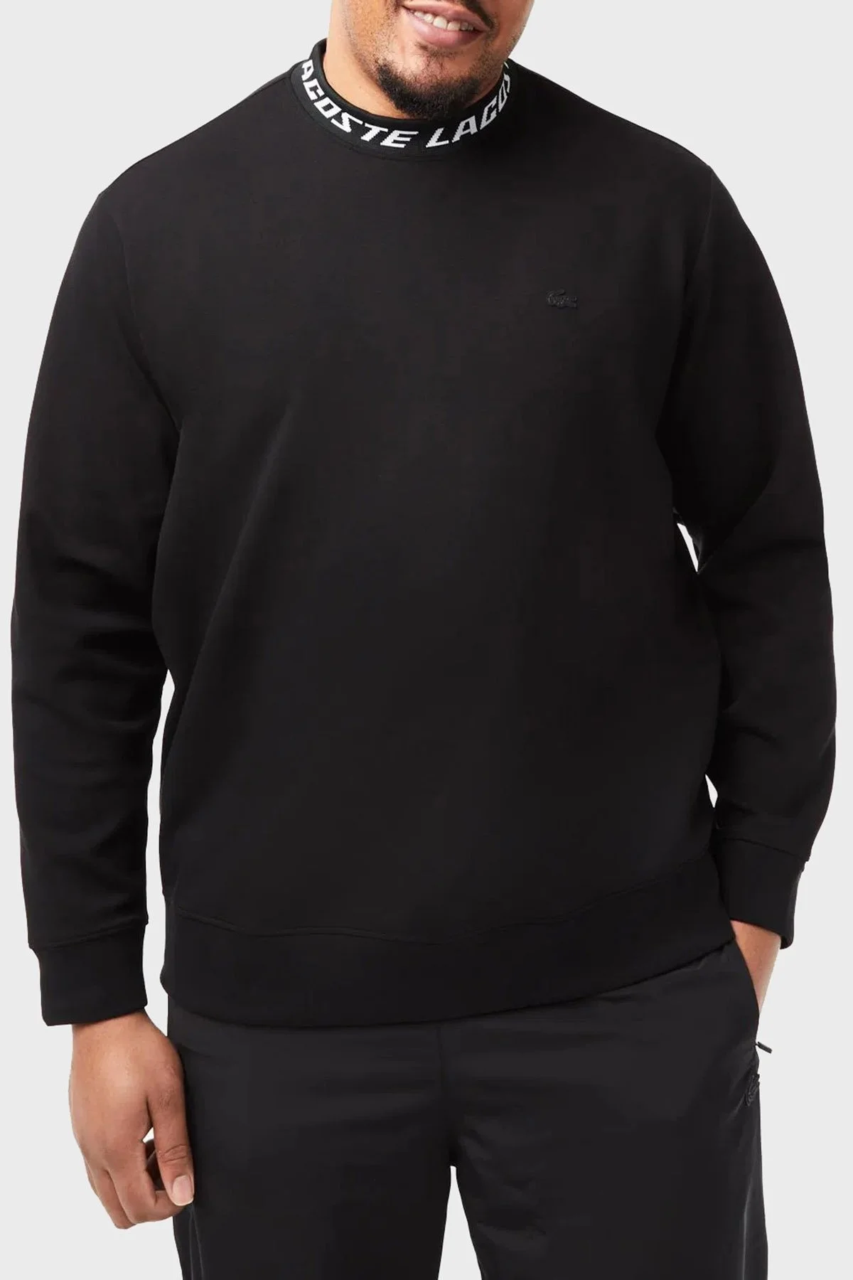 Lacoste Pamuklu Standart Fit Sıfır Yaka Erkek Sweat SH5690 031 SİYAH - 4