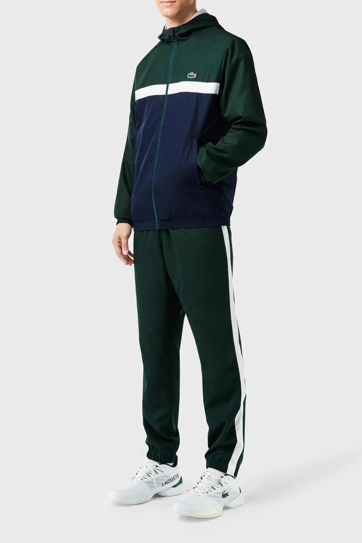 Lacoste Renk Bloklu Regular Fit Kapüşonlu Yaka Erkek Eşofman Takımı WH1793 7UP LACİVERT - 1