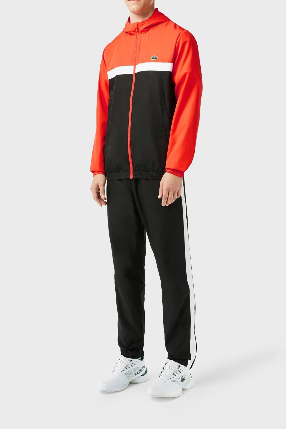 Lacoste Renk Bloklu Regular Fit Kapüşonlu Yaka Erkek Eşofman Takımı WH1793 MPI SİYAH - 1