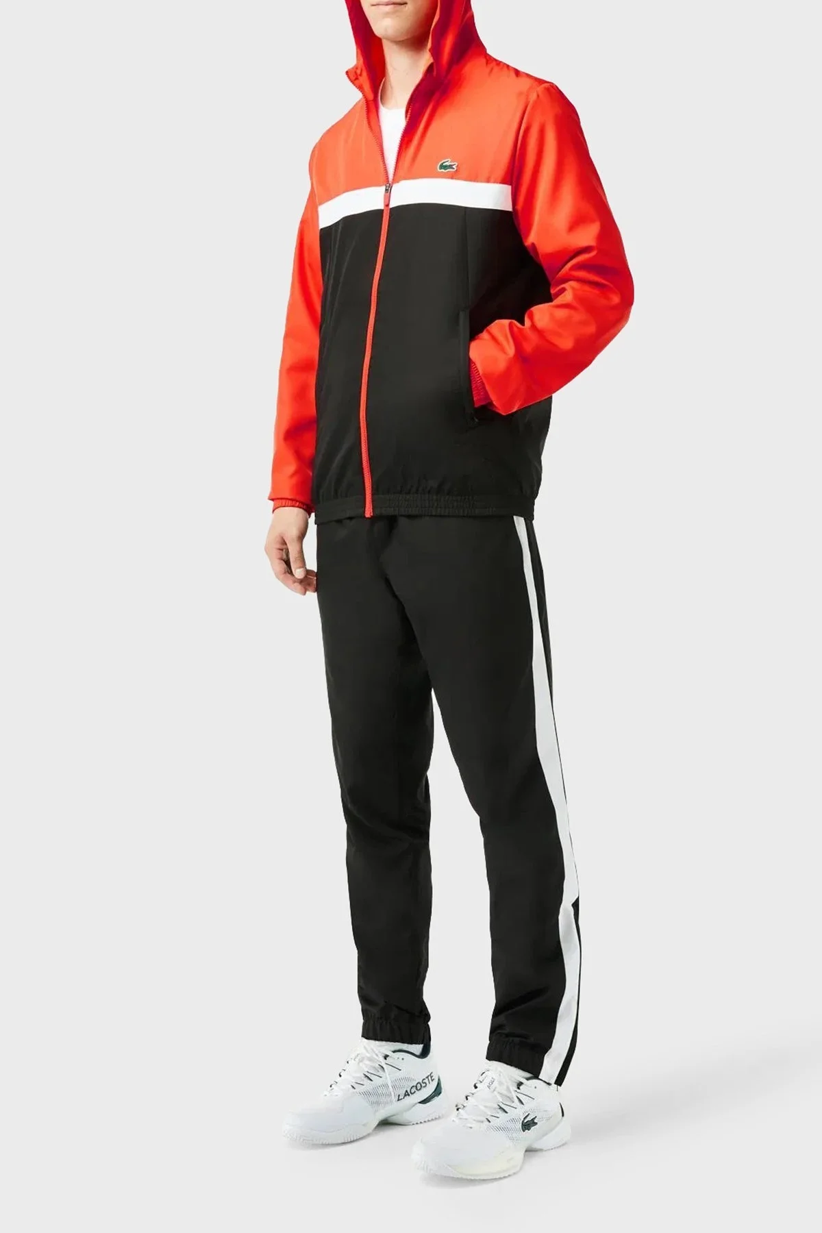 Lacoste Renk Bloklu Regular Fit Kapüşonlu Yaka Erkek Eşofman Takımı WH1793 MPI SİYAH - 3