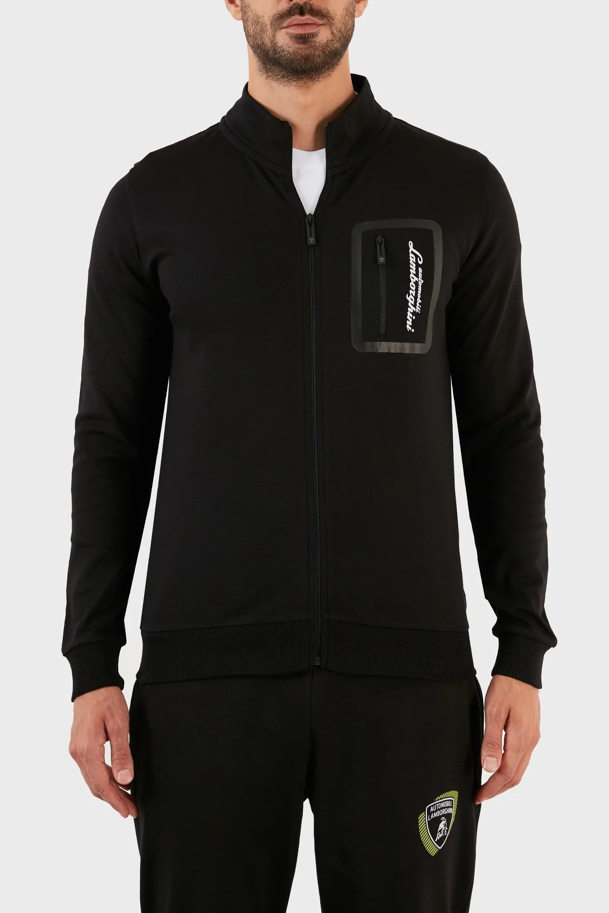 Lamborghini Logo Baskılı Regular Fit Dik Yaka Pamuklu Erkek Sweat B7XWB7AN30435899 SİYAH - 1