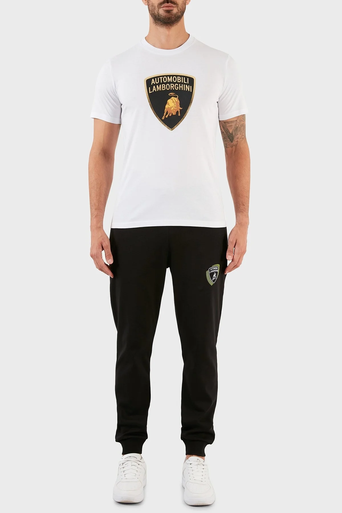 Lamborghini Logolu Regular Fit Bisiklet Yaka Pamuklu Erkek T Shirt B3XWB7TZ30431005 BEYAZ - 5