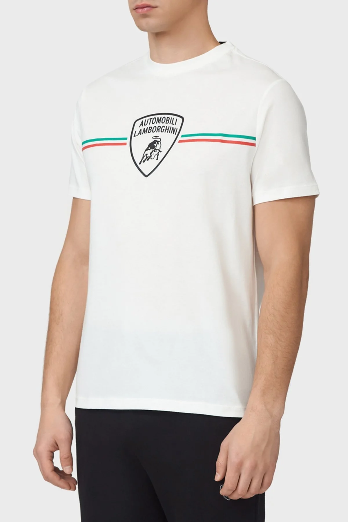 Lamborghini Pamuklu Baskılı Bisiklet Yaka Erkek T Shirt 71XBH023CJ002007 BEYAZ - 1