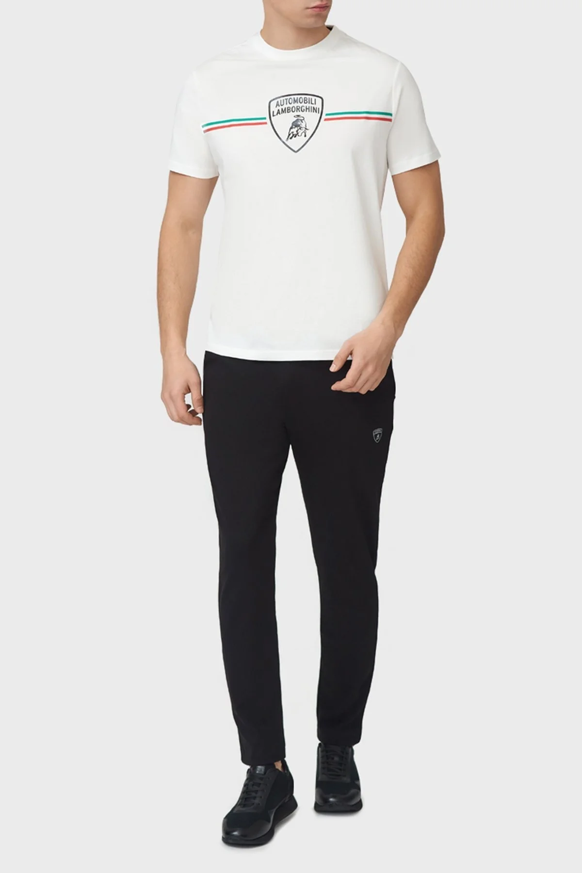 Lamborghini Pamuklu Baskılı Bisiklet Yaka Erkek T Shirt 71XBH023CJ002007 BEYAZ - 2