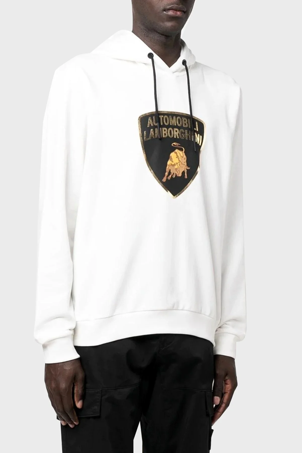 Lamborghini Pamuklu Logolu Regular Fit Kapüşonlu Erkek Sweat 72XBI021CJ315005 BEYAZ - 1