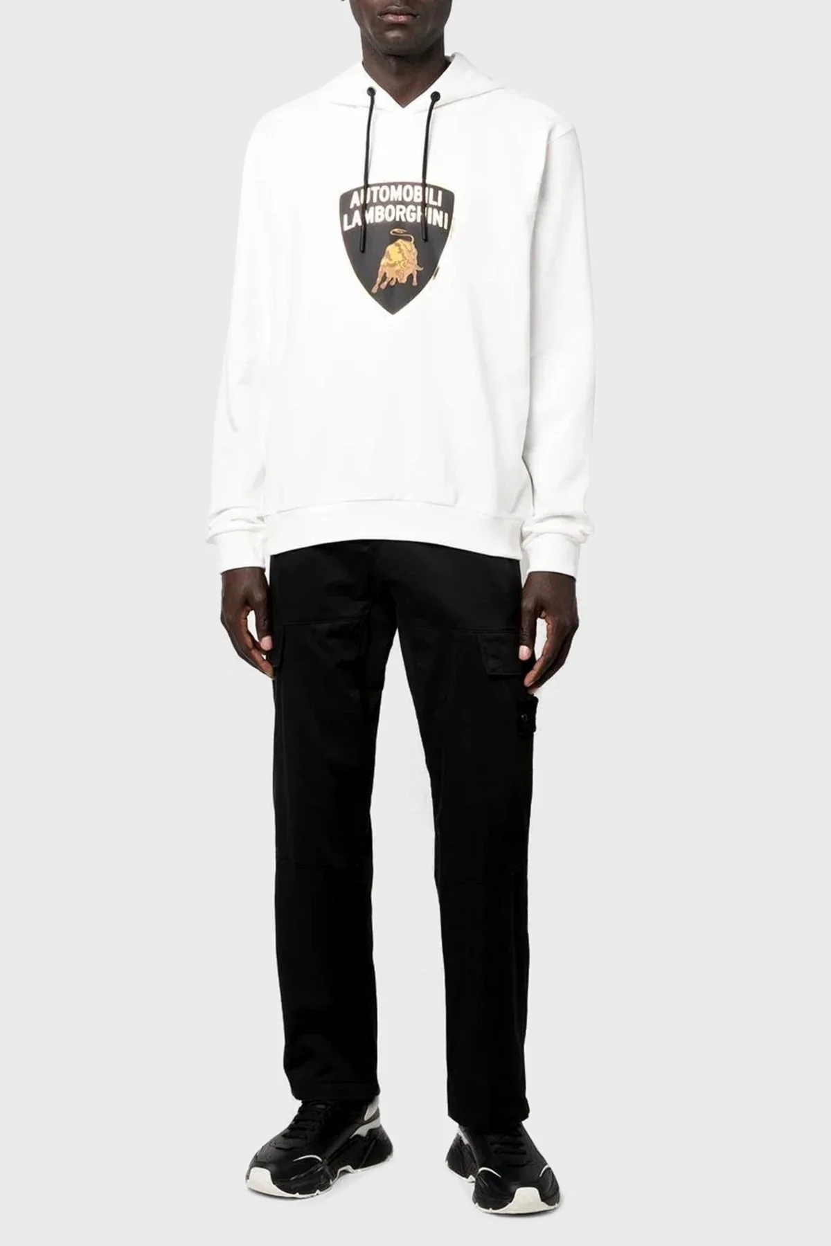 Lamborghini Pamuklu Logolu Regular Fit Kapüşonlu Erkek Sweat 72XBI021CJ315005 BEYAZ - 2