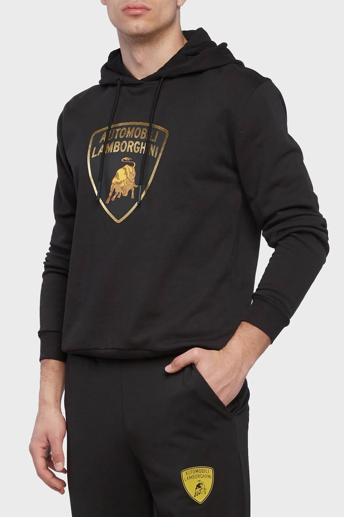Lamborghini Pamuklu Logolu Regular Fit Kapüşonlu Erkek Sweat 72XBI021CJ315899 SİYAH - 1