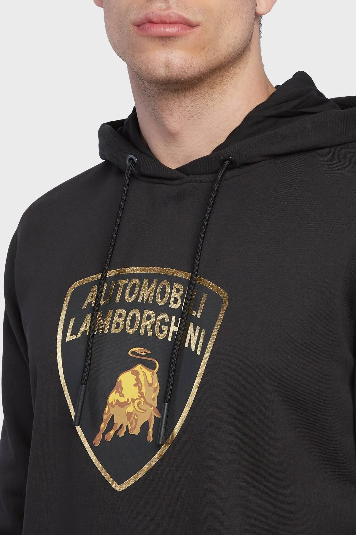 Lamborghini Pamuklu Logolu Regular Fit Kapüşonlu Erkek Sweat 72XBI021CJ315899 SİYAH - 3