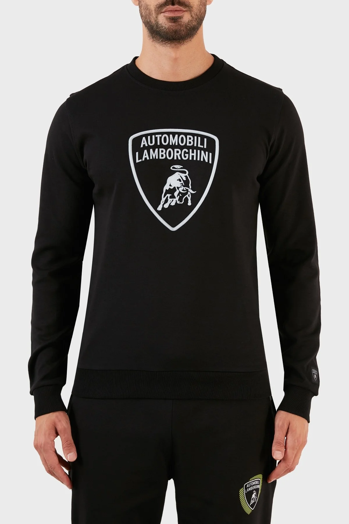 Lamborghini Regular Fit Bisiklet Yaka Pamuklu Erkek Sweat B7XWB7TA30435899 SİYAH - 1