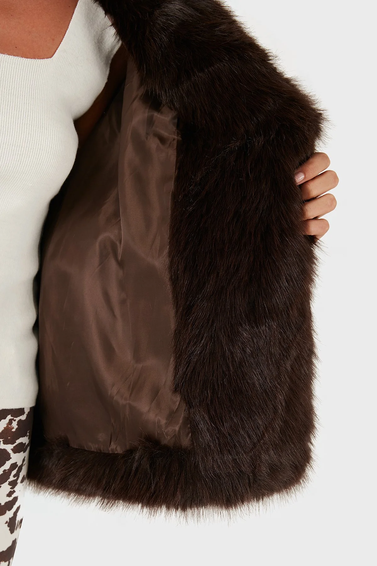 Lazzerini Tiziana Oversize Geniş Yaka Yumuşak Dokulu Bayan Kürk 68912364942P98 KAHVE - 7