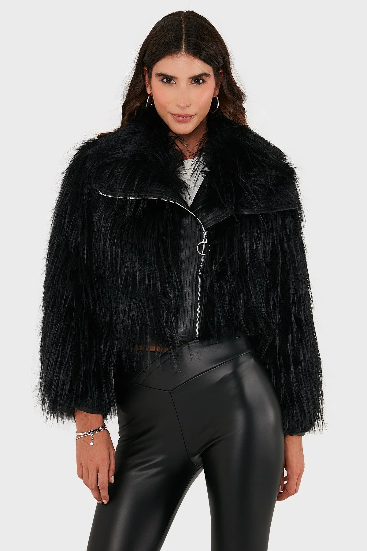 Lazzerini Tiziana Regular Fit Ceket Yaka Fermuarlı Bayan Kürk 68912367948PR116 SİYAH - 5