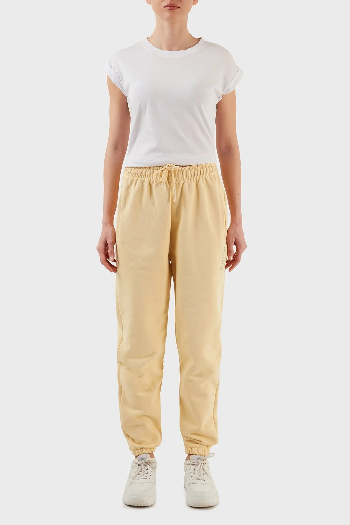 Les Benjamins % 100 Organik Pamuklu Regular Fit Jogger Spor Bayan Pantolon LB22SSESSFUSP-306 SARI - 1