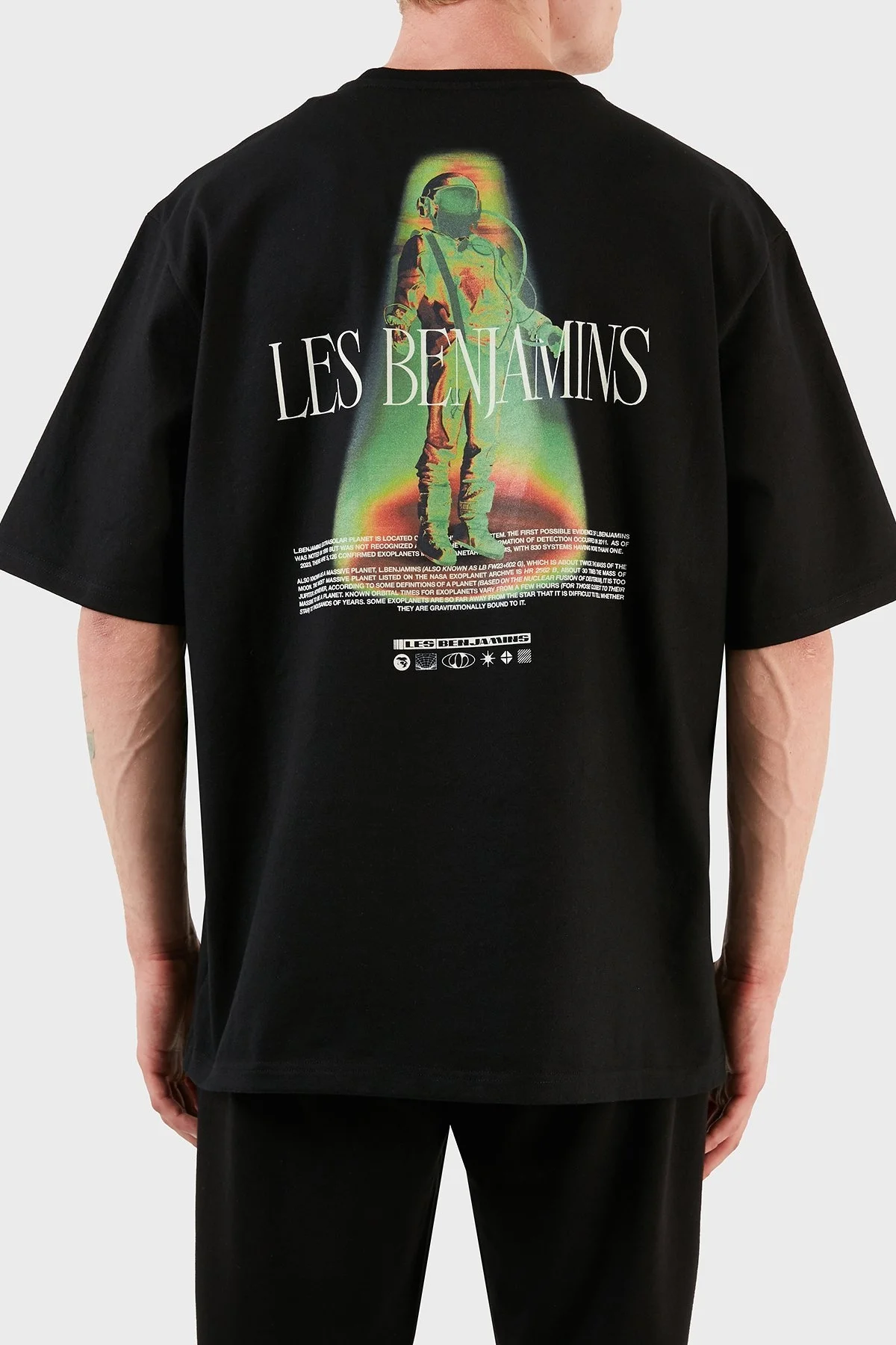 Les Benjamins % 100 Pamuk Baskılı Oversize Erkek T Shirt LB23FWFRWMUOT-005 SİYAH - 1