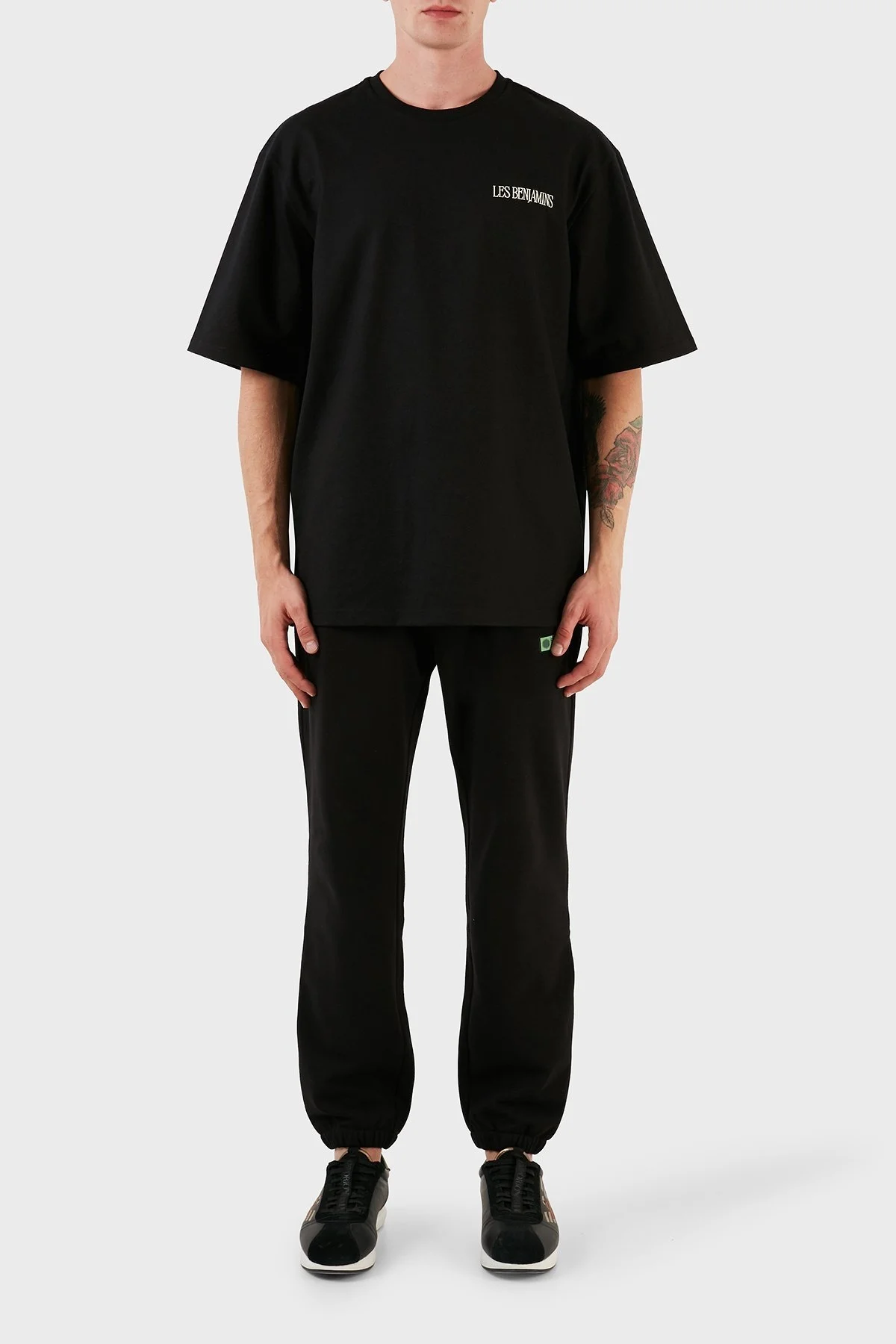 Les Benjamins % 100 Pamuk Baskılı Oversize Erkek T Shirt LB23FWFRWMUOT-005 SİYAH - 3