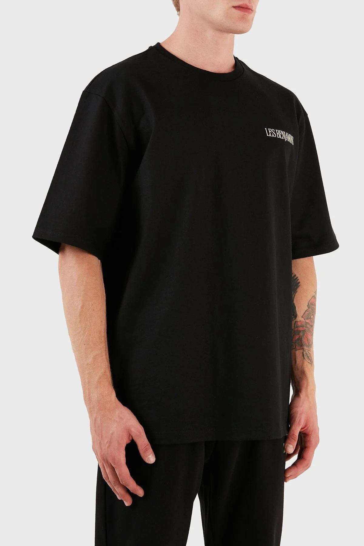 Les Benjamins % 100 Pamuk Baskılı Oversize Erkek T Shirt LB23FWFRWMUOT-005 SİYAH - 4