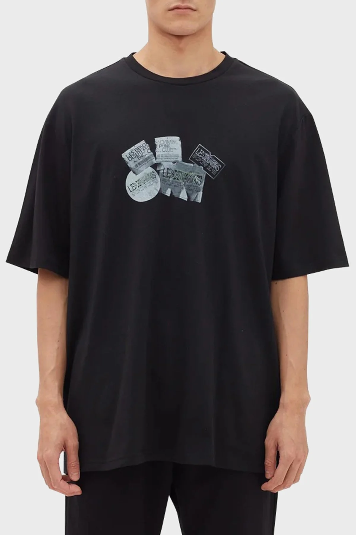 Les Benjamins % 100 Pamuk Baskılı Oversize Erkek T Shirt LB23FWFRWMUOT-009 SİYAH - 1