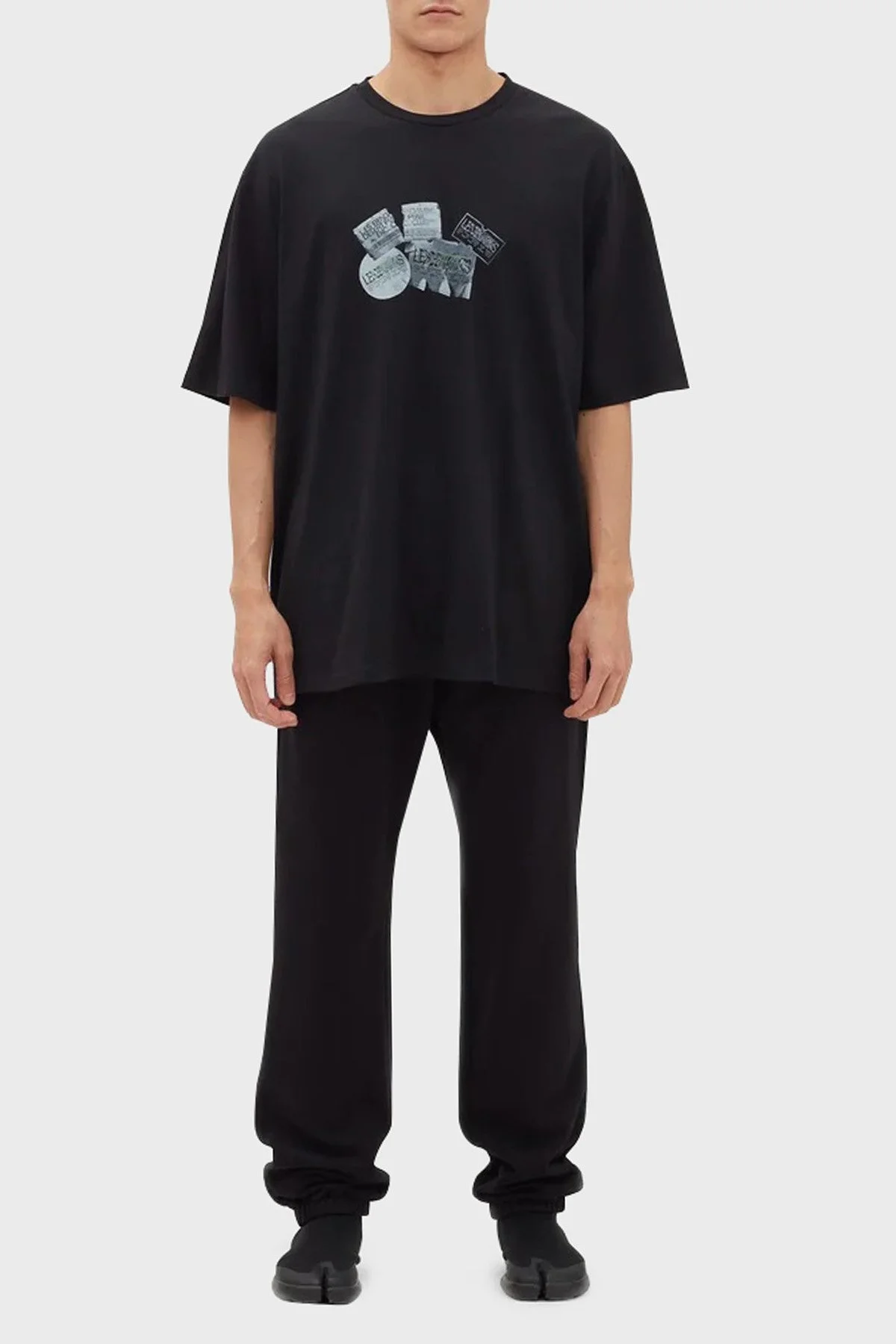 Les Benjamins % 100 Pamuk Baskılı Oversize Erkek T Shirt LB23FWFRWMUOT-009 SİYAH - 3